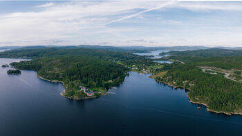 An aerial view of the High Coast.